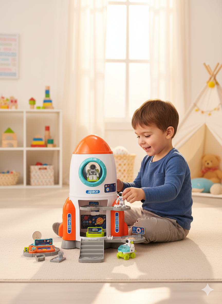 Cohete Espacial 2 en 1 Interactivo Estación de Misión con Luz y Sonido Yoyoso
