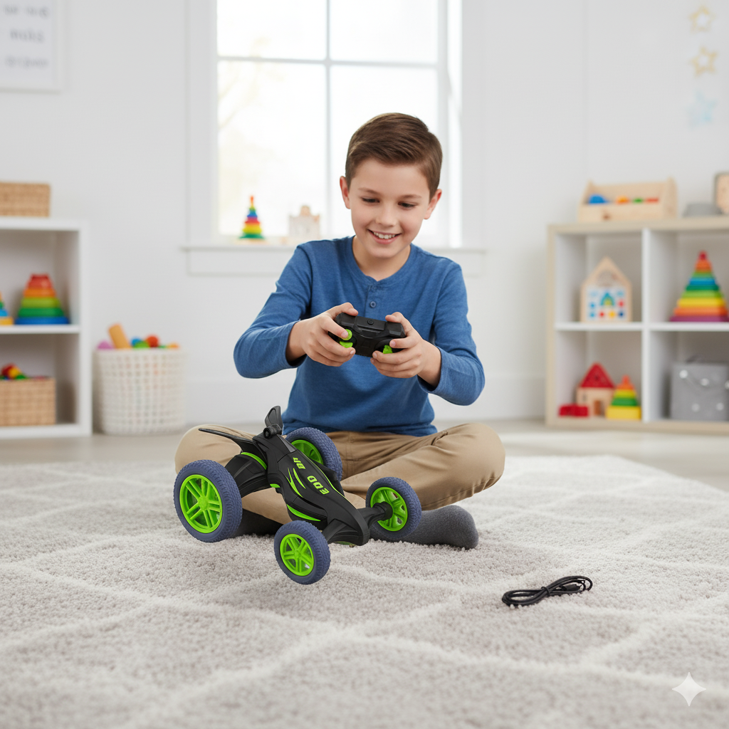 Carro Acrobático de Control Remoto 360° Recargable Doble Tracción y Luces LED Yoyoso