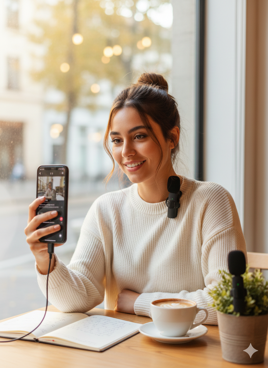 Micrófonos Inalámbricos Duales 3 en 1 Plug & Play para iPhone, Android y Cámaras Yoyoso