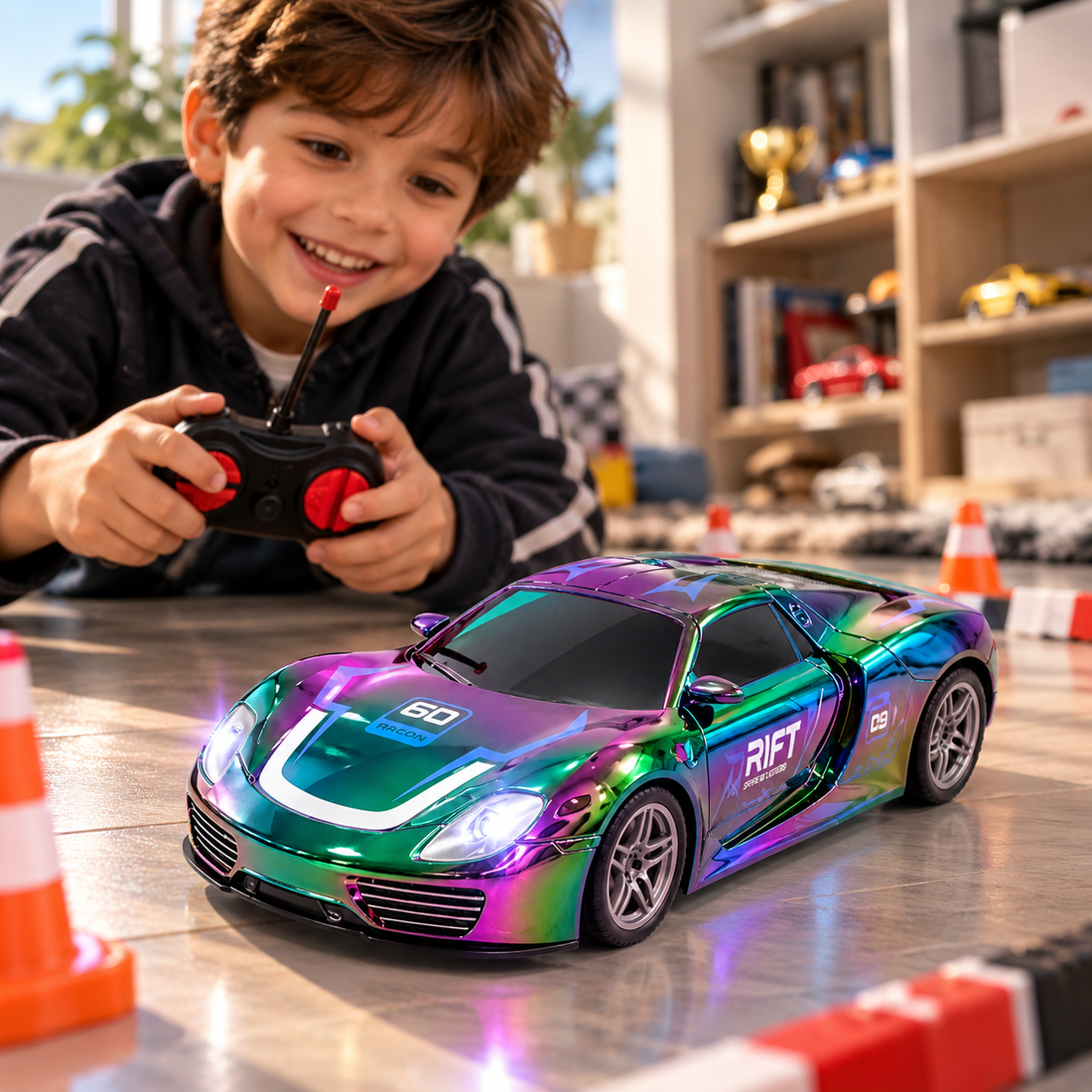 Carro de Carreras a Control Remoto 1:18 con Luces LED  Yoyoso
