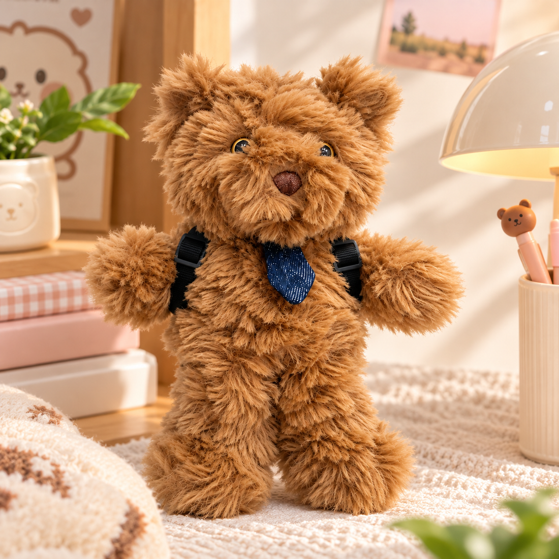 Peluche Oso Marrón con Corbata Azul y Mochila 21 cm Yoyoso