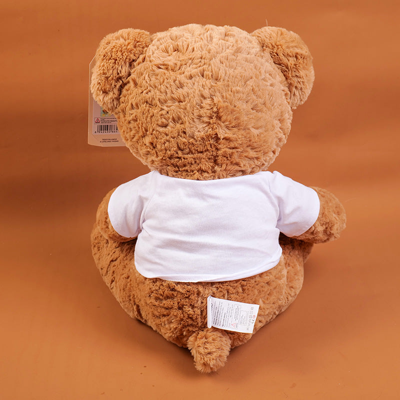 PELUCHE - TEDDY ISLAND - CAMISA BLANCA   LETRAS NARANJA- 35CM