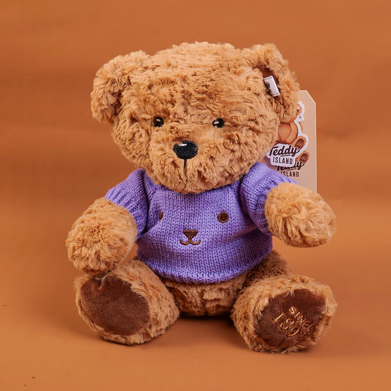 PELUCHE - TEDDY ISLAND - SUETER MORADO - 25CM