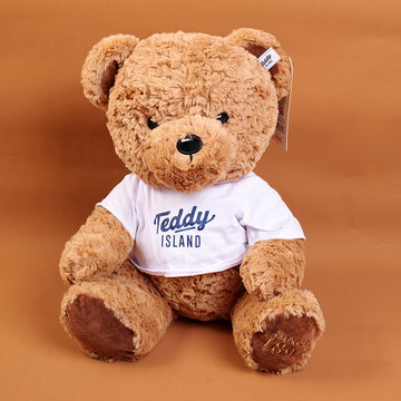 PELUCHE - TEDDY ISLAND - CAMISA BLANCA   LETRAS AZULES- 35CM