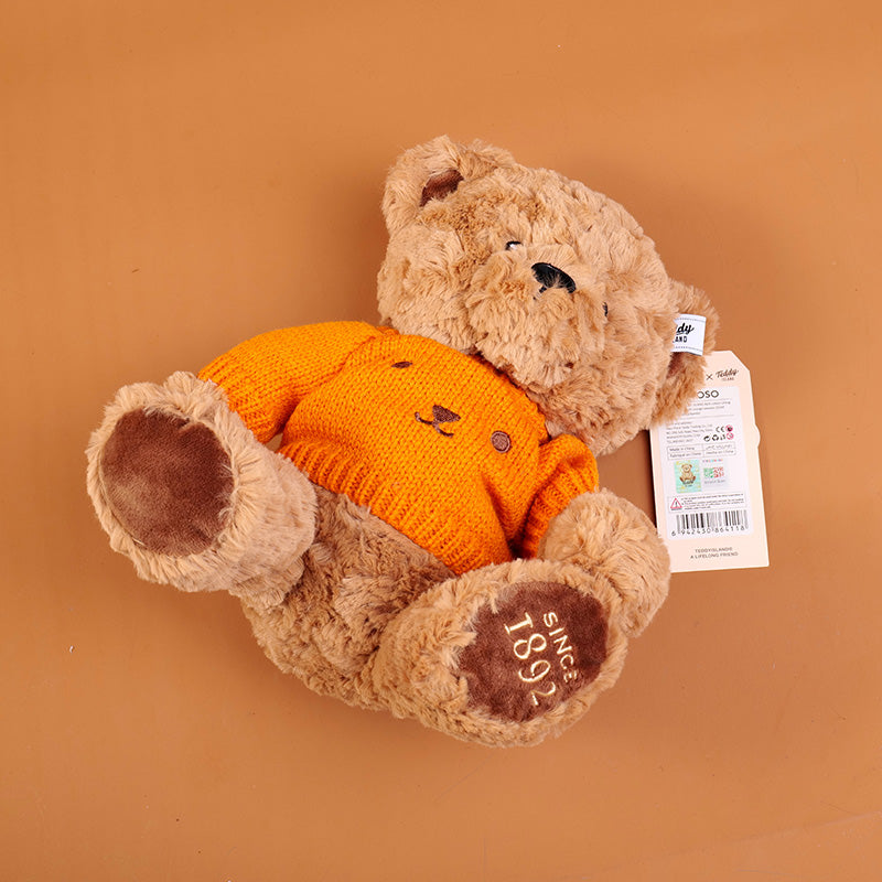 PELUCHE - TEDDY ISLAND - SUETER NARANJA - 25CM