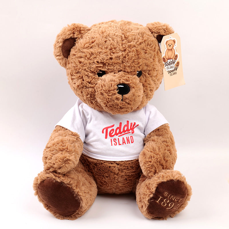 PELUCHE - TEDDY ISLAND - CAMISA BLANCA   LETRAS NARANJA- 35CM