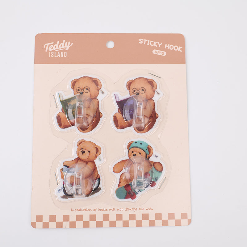 GANCHOS ADHESIVOS - TEDDY ISLAND - 4 PCS