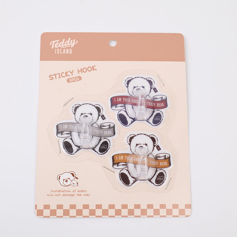 GANCHOS ADHESIVOS - TEDDY ISLAND - 3 PCS