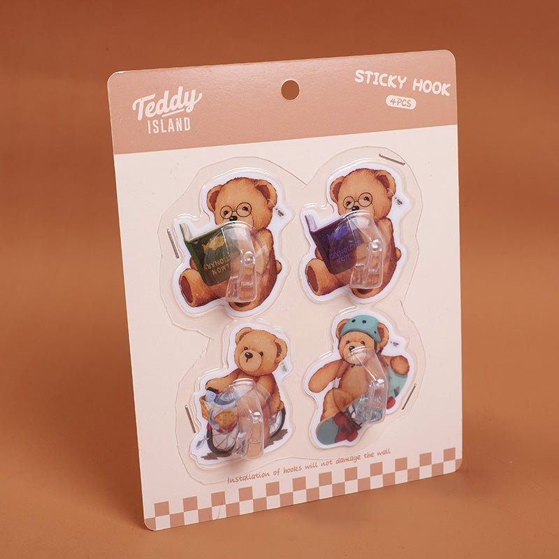 GANCHOS ADHESIVOS - TEDDY ISLAND - 4 PCS