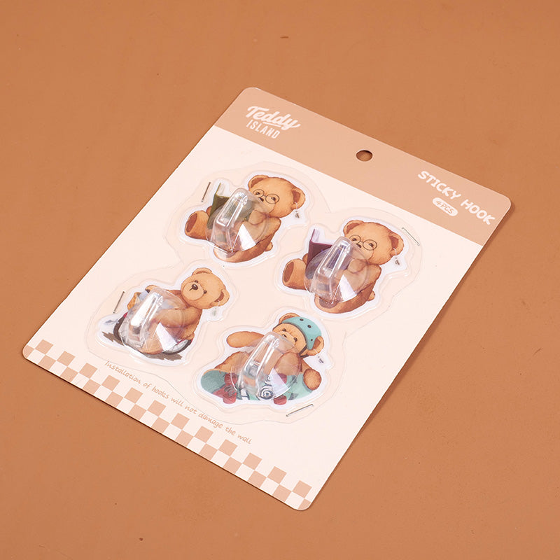 GANCHOS ADHESIVOS - TEDDY ISLAND - 4 PCS