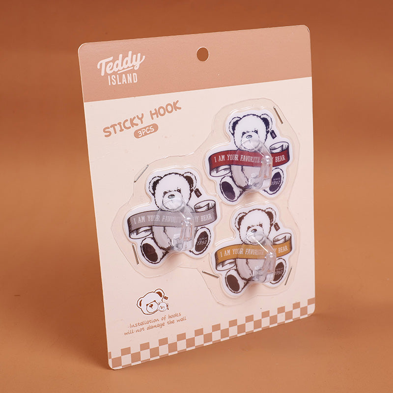 GANCHOS ADHESIVOS - TEDDY ISLAND - 3 PCS
