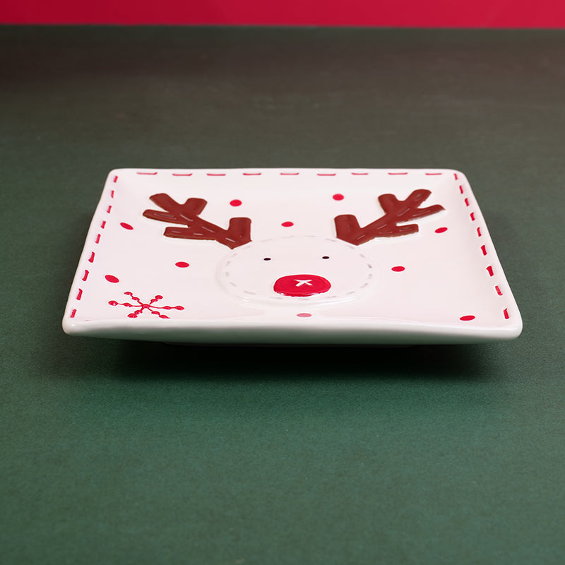 PLATO DE CERAMICA CUADRADO NAVIDEÑO - RENO
