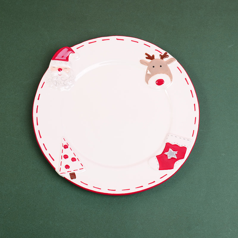 PLATO DE CERAMICA REDONDO NAVIDEÑO - 20.5CM
