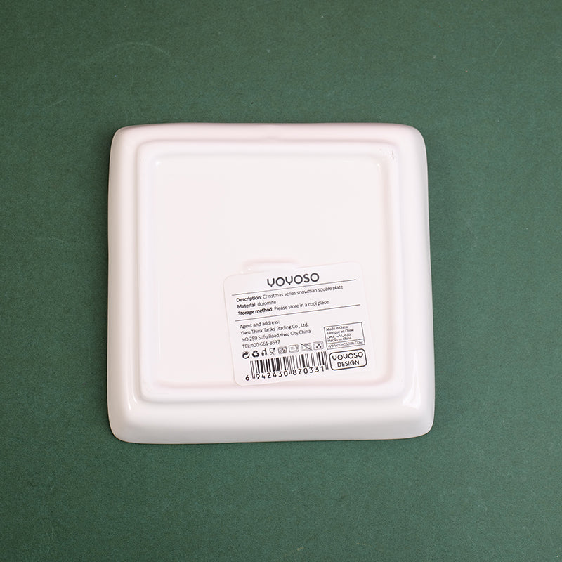 PLATO DE CERAMICA NAVIDEÑO  - MUÑECO DE NIEVE