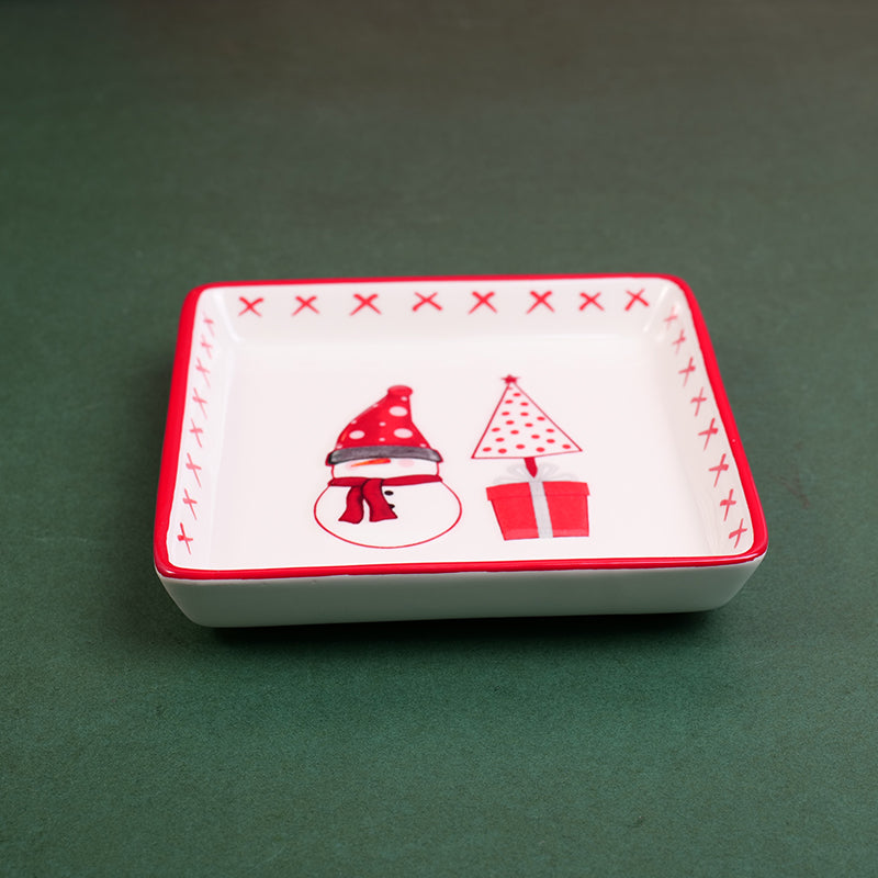 PLATO DE CERAMICA NAVIDEÑO  - MUÑECO DE NIEVE