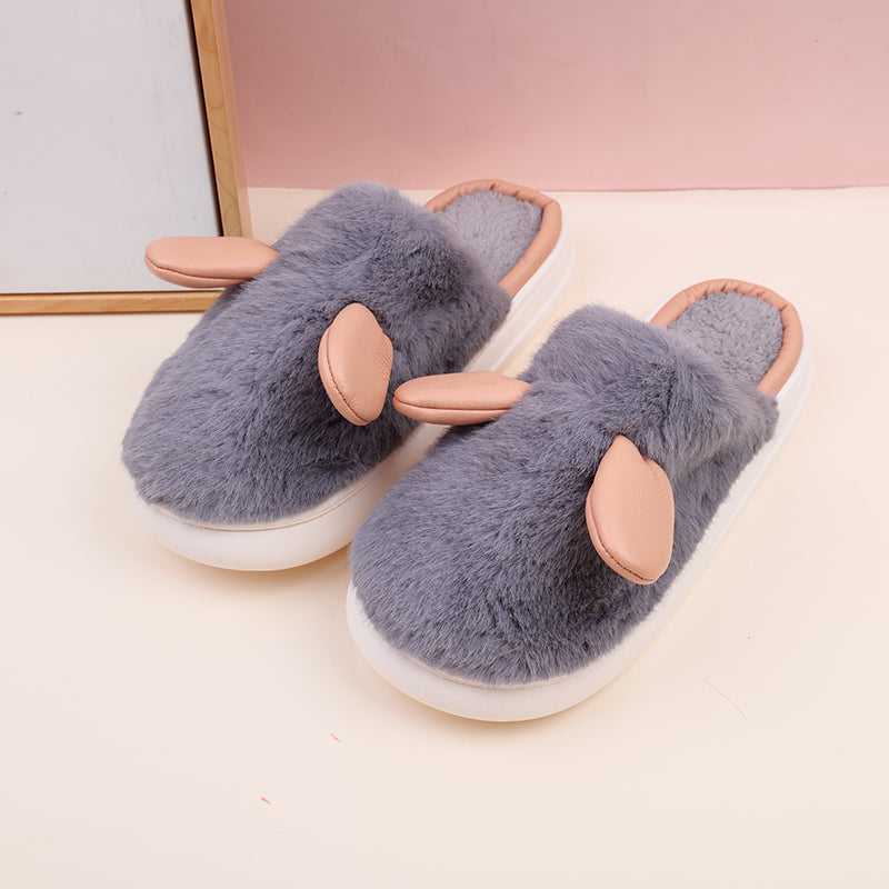 PANTUFLAS CON OREJAS DE CONEJO - GRIS - TALLA 42-43