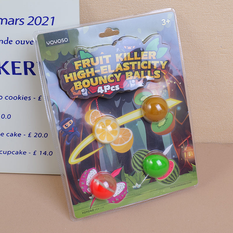 PELOTAS MINI ELASTICAS - FRUTAS - 4UND