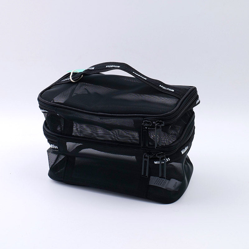 NECESER GRANDE CON DOBLE COMPARTIMIENTO - NEGRO