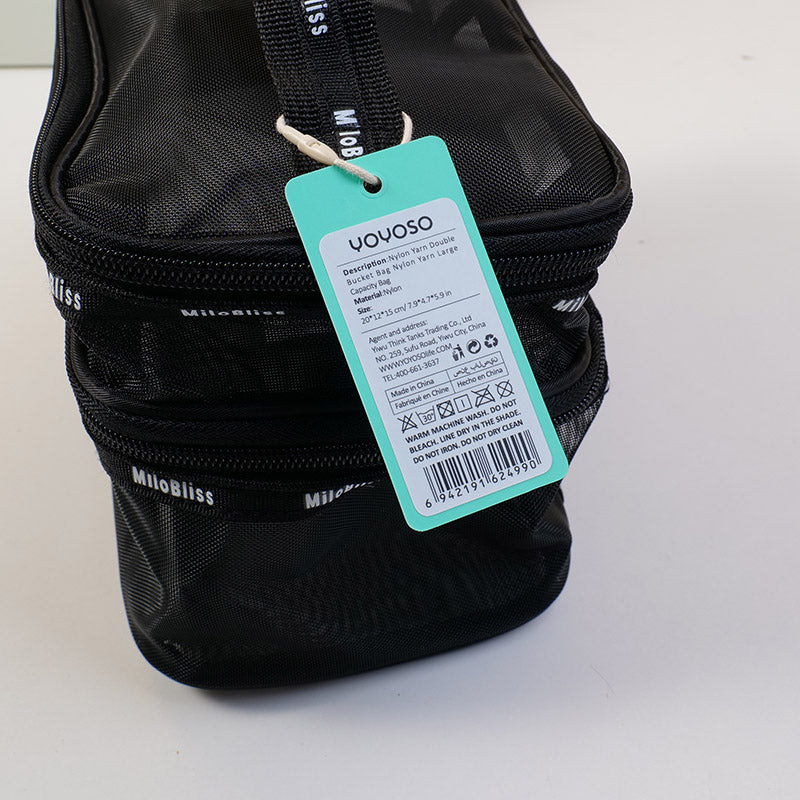 NECESER GRANDE CON DOBLE COMPARTIMIENTO - NEGRO