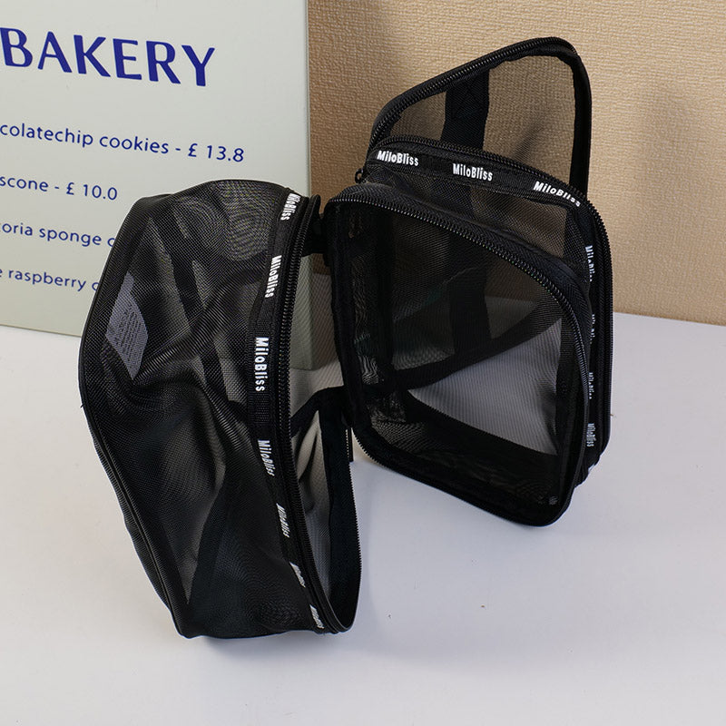 NECESER GRANDE CON DOBLE COMPARTIMIENTO - NEGRO