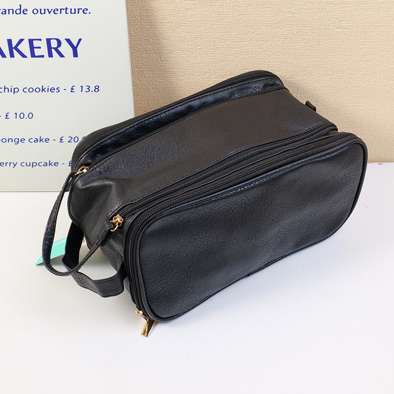 NECESER VINTAGE MULTIFUNCIONAL CON DOBLE CORREDERA - NEGRO