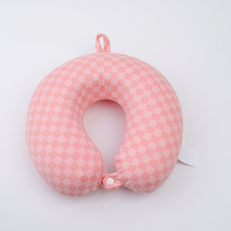 CUELLO EN U DE CUADRITOS - ROSADO