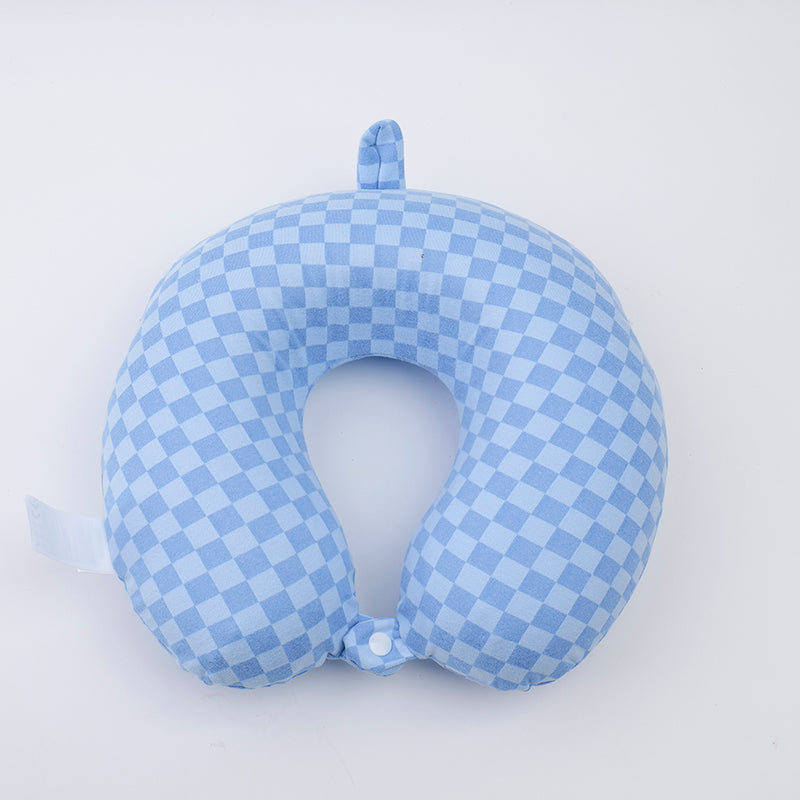 CUELLO EN U DE CUADRITOS - AZUL
