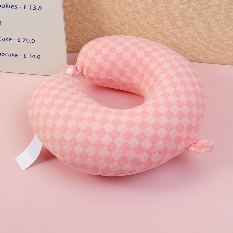 CUELLO EN U DE CUADRITOS - ROSADO