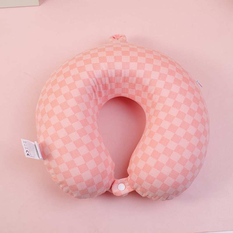 CUELLO EN U DE CUADRITOS - ROSADO