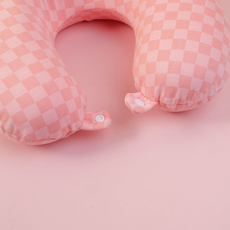 CUELLO EN U DE CUADRITOS - ROSADO