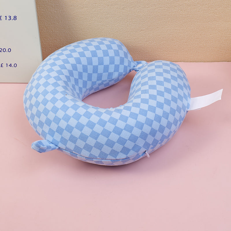 CUELLO EN U DE CUADRITOS - AZUL