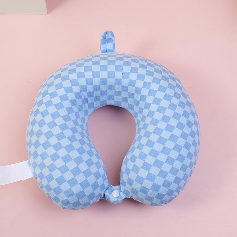 CUELLO EN U DE CUADRITOS - AZUL