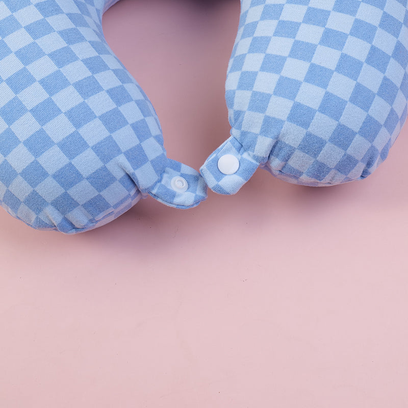 CUELLO EN U DE CUADRITOS - AZUL