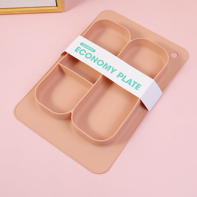 PLATO RECTANGULAR CON DIVISIONES - ROSADO