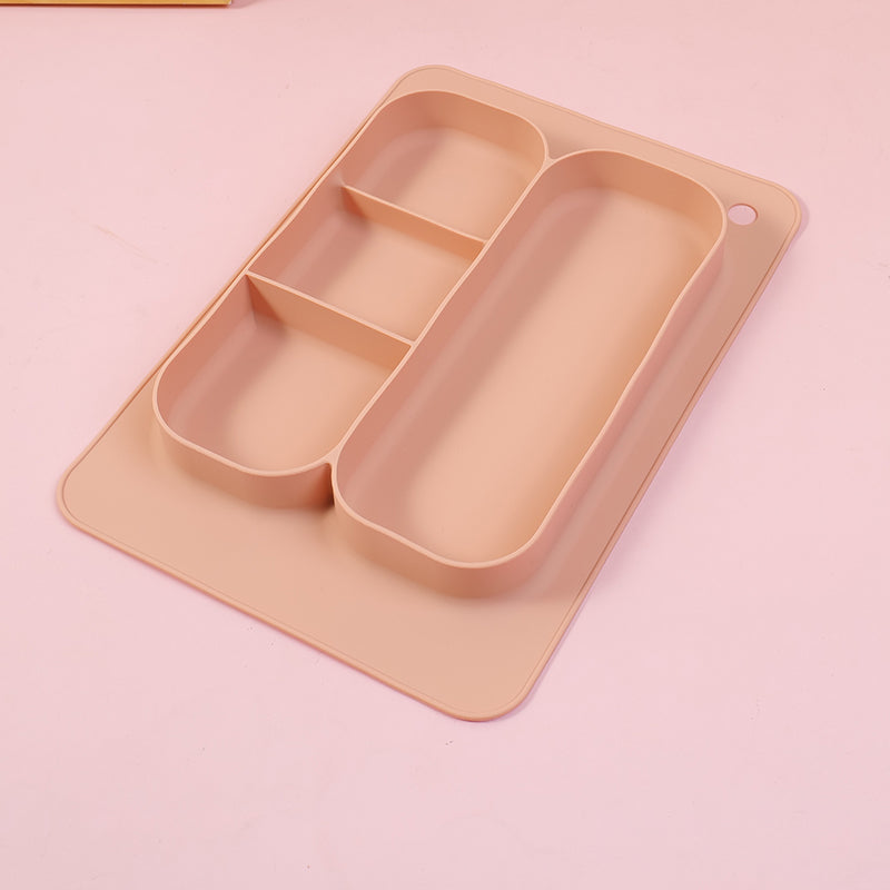 PLATO RECTANGULAR CON DIVISIONES - ROSADO