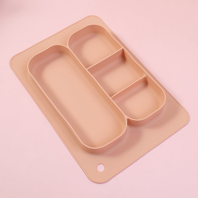 PLATO RECTANGULAR CON DIVISIONES - ROSADO