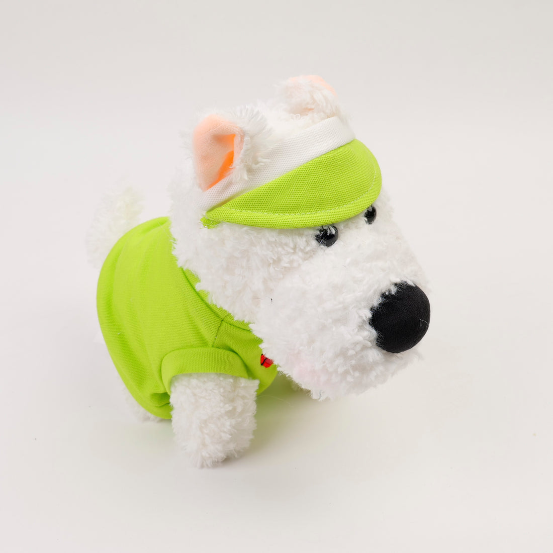 PELUCHE DE PERRITO BLANCO - CAMISA VERDE 22CM
