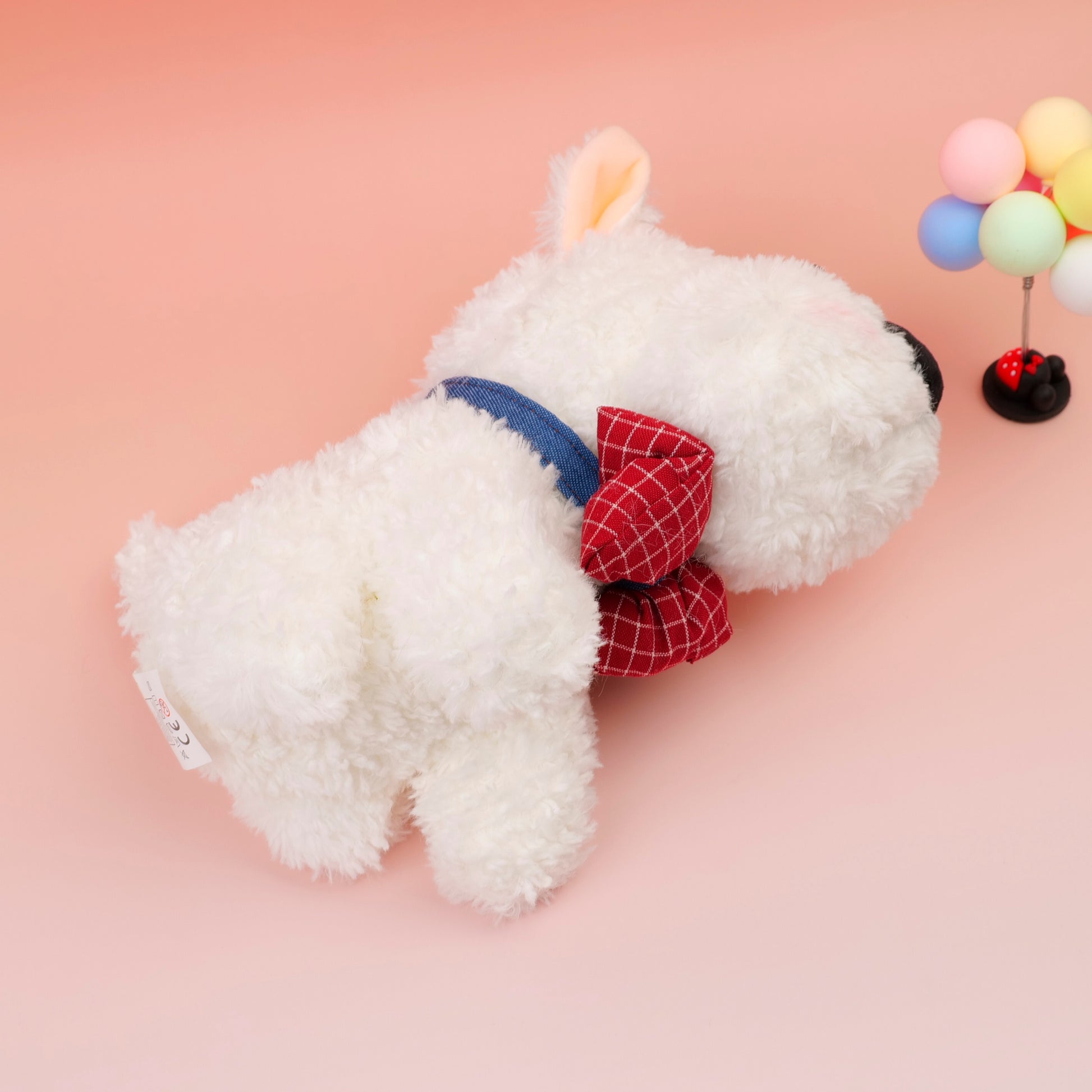 PELUCHE DE PERRITO BLANCO CON LENTES 22CM