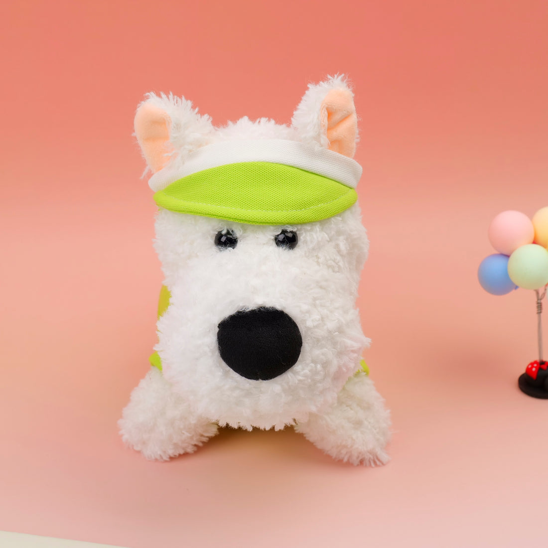 PELUCHE DE PERRITO BLANCO - CAMISA VERDE 22CM