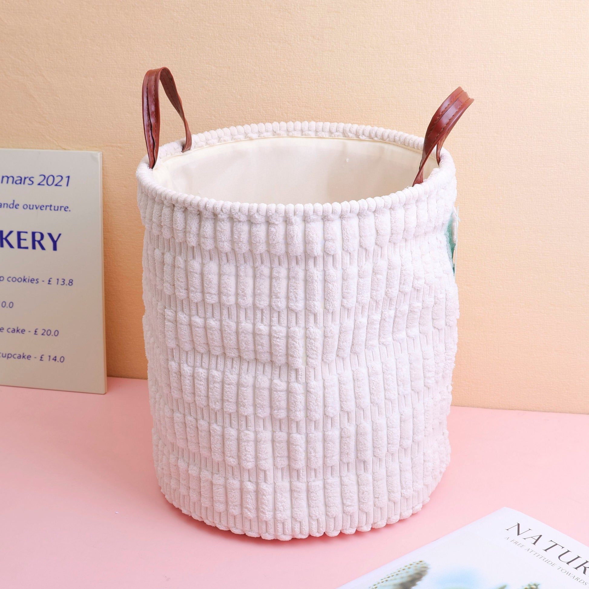 CANASTA ORGANIZADORA REDONDA PEQUEÑA - BEIGE