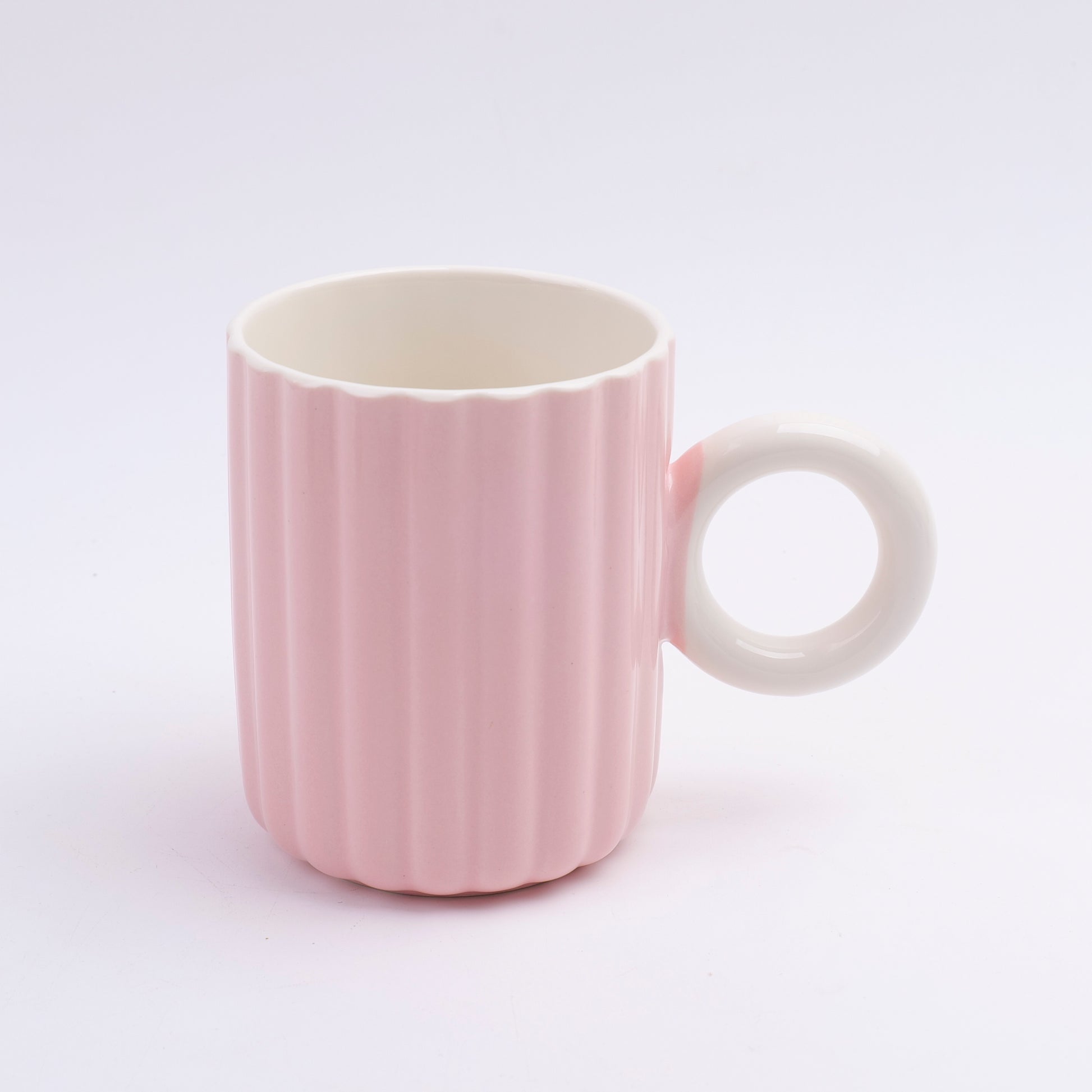 TAZA CON RAYAS 380ML - ROSADA