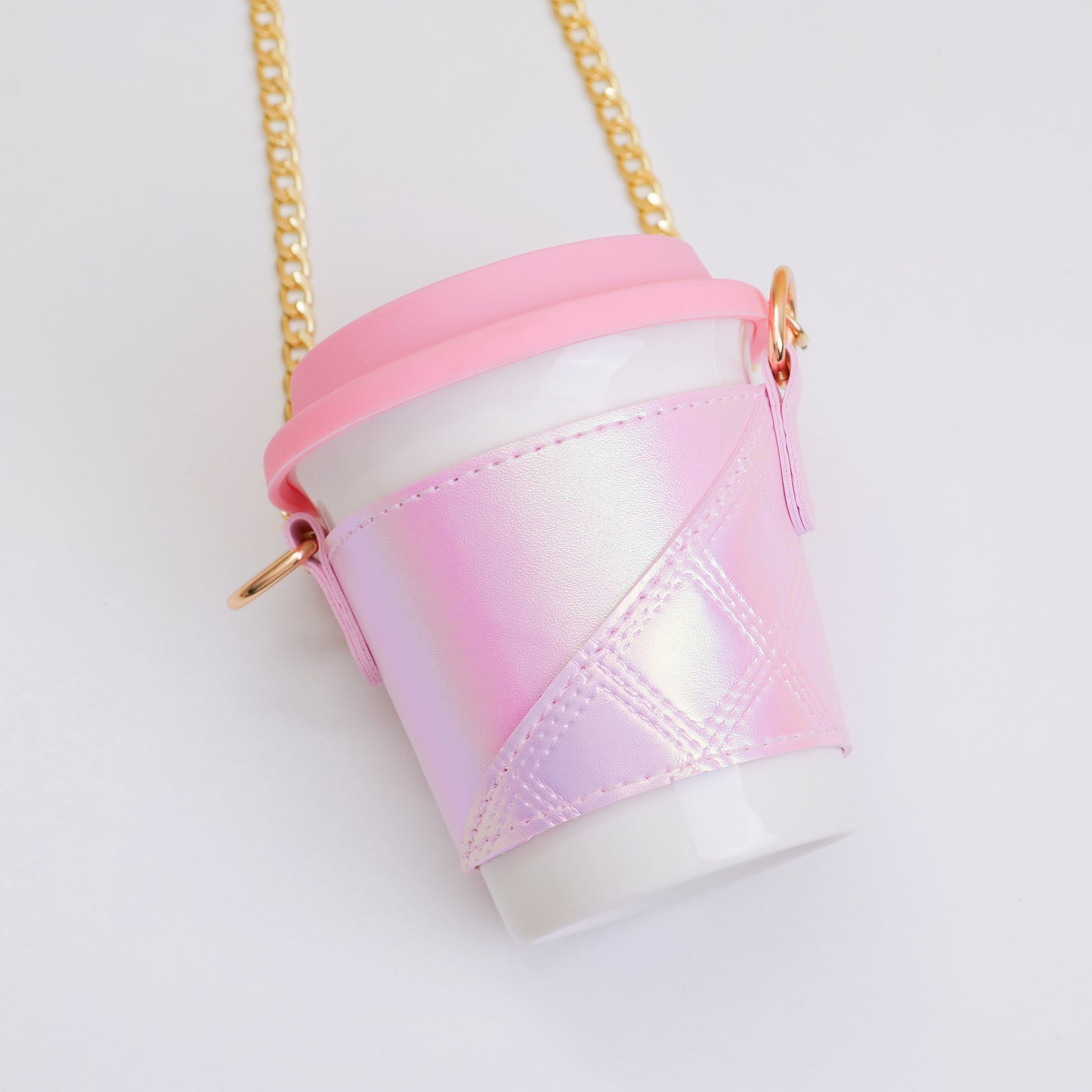 TAZA DE CAFÉ CON CADENA - ROSADA