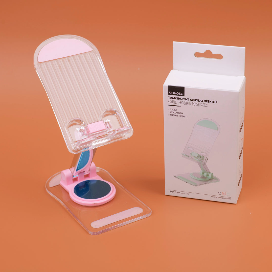 SOPORTE PARA CELULAR TRANSPARENTE - ROSADO