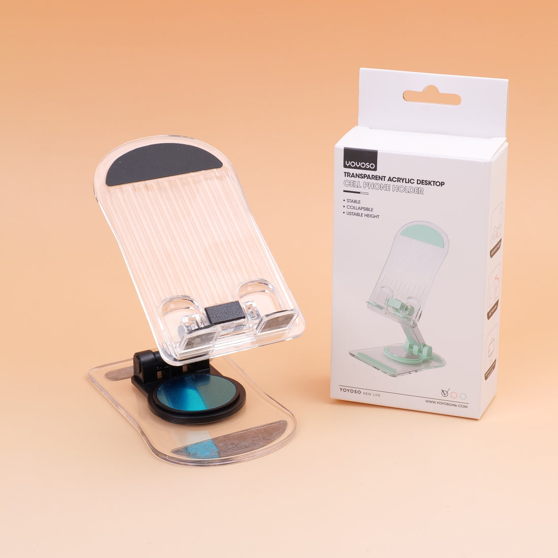 SOPORTE PARA CELULAR TRANSPARENTE - NEGRO