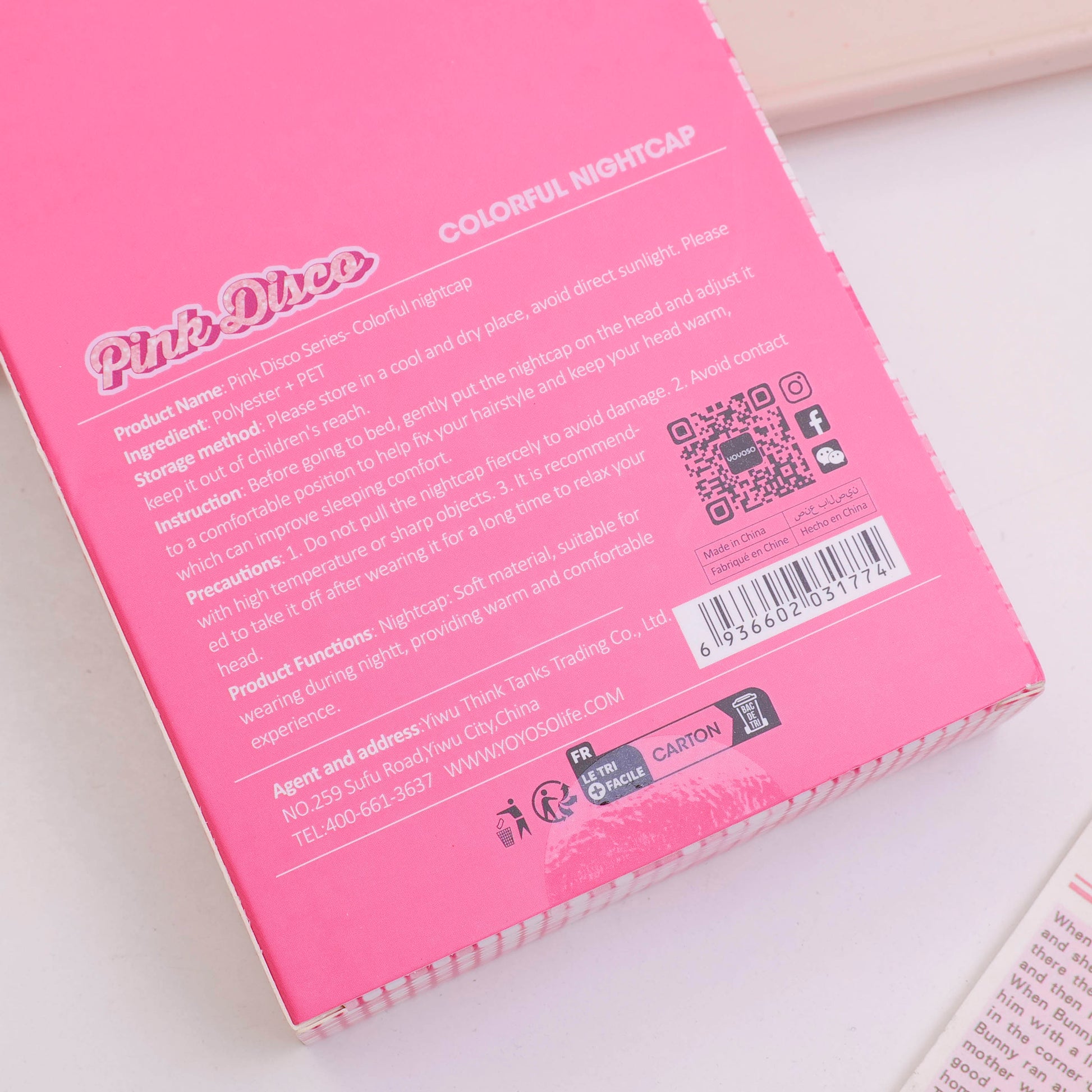 GORRO PARA DORMIR - ROSADO