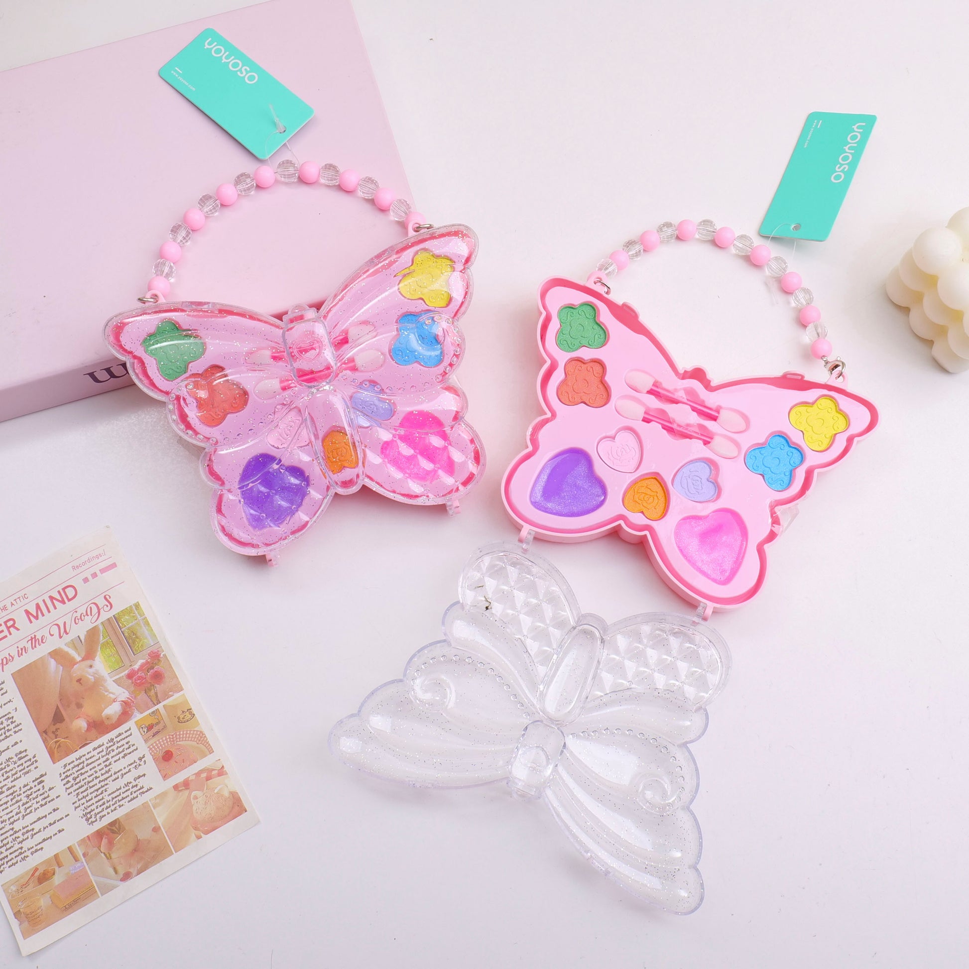 CARTERA EN FORMA DE MARIPOSA CON MAQUILLAJES PARA NIÑAS