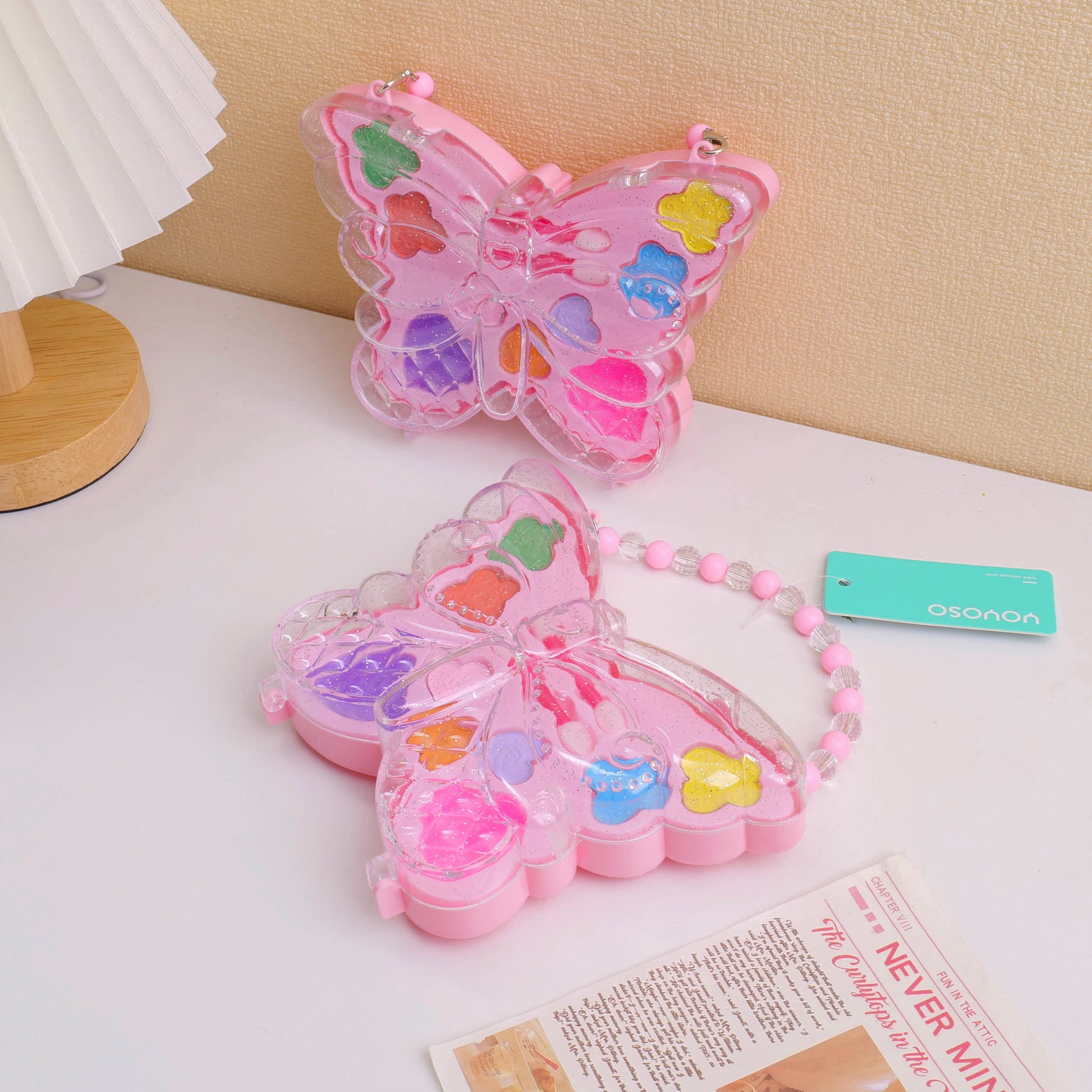 CARTERA EN FORMA DE MARIPOSA CON MAQUILLAJES PARA NIÑAS