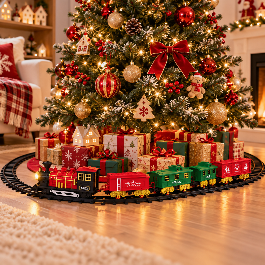 Tren Navideño Eléctrico con Vías Armables 20 Piezas Yoyoso