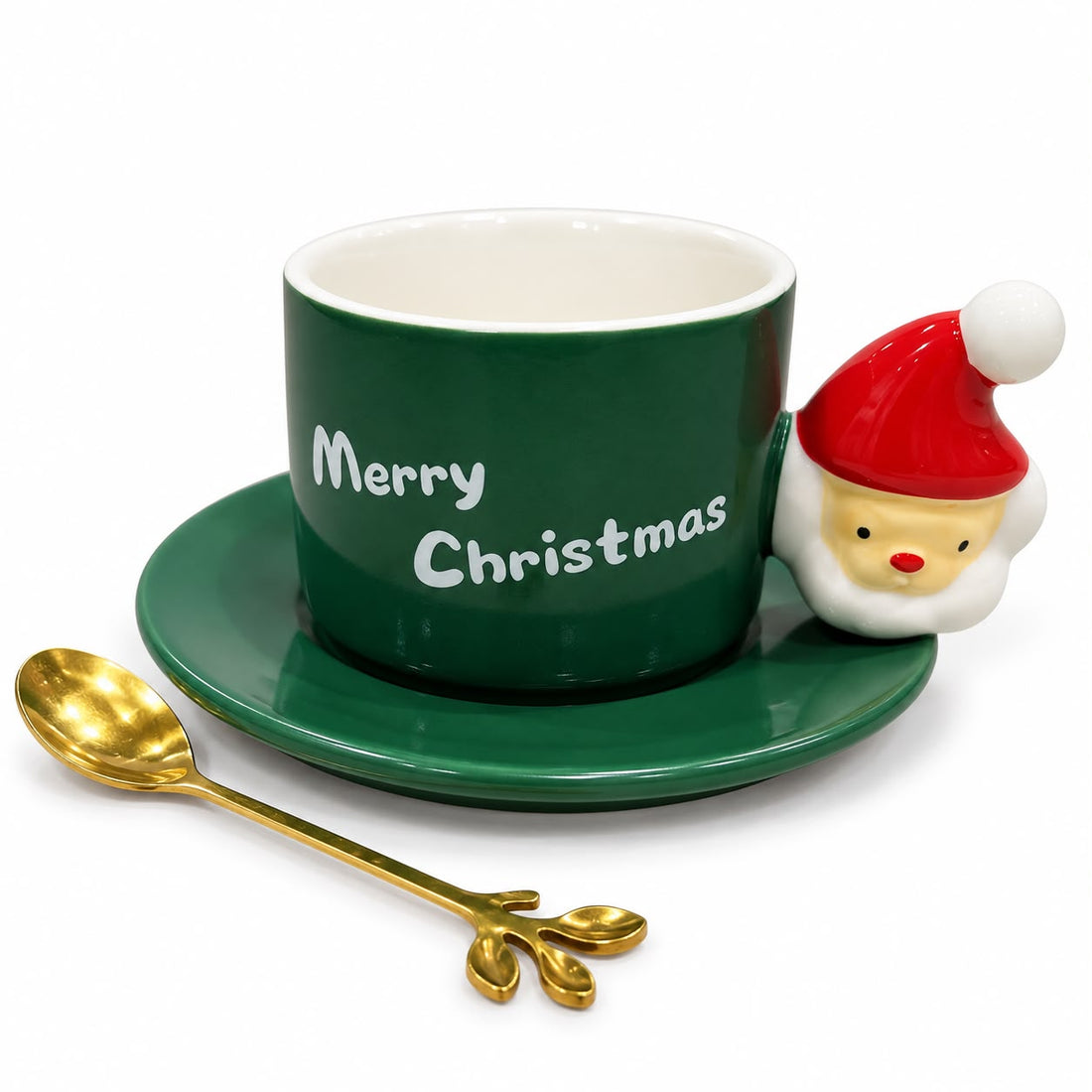 Set Taza Navideña Merry Christmas con Plato y Cuchara 360 ml Yoyoso