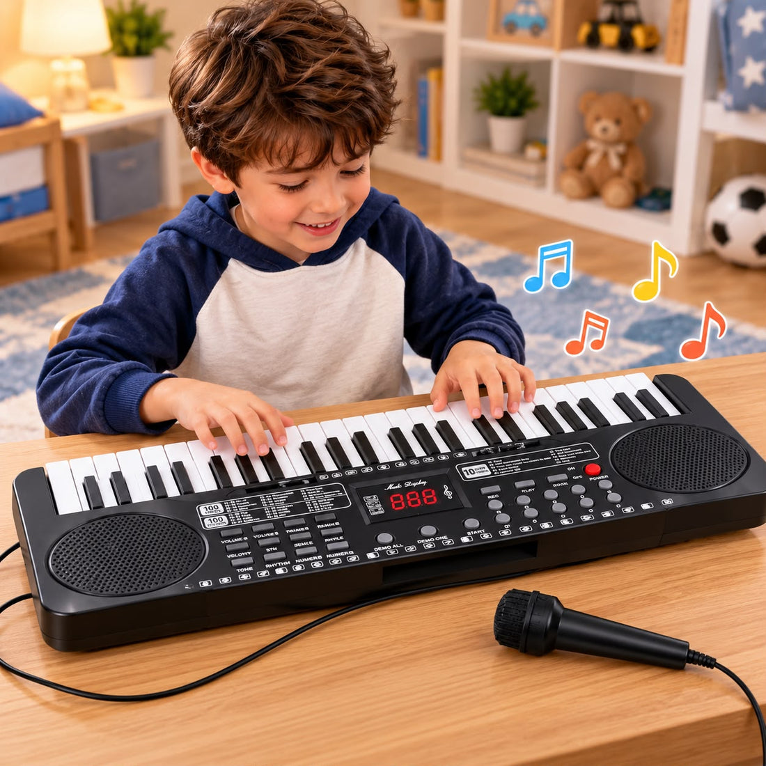 Teclado Musical Electrónico Infantil de 49 Teclas con Micrófono Yoyoso